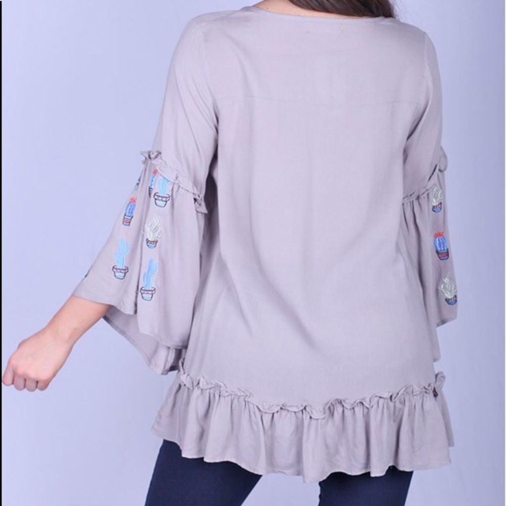 Cactus Embroidered Ruffled Tunic - Picture 2 of 2
